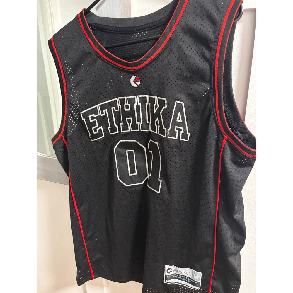 Ethika Mens Familia 01 Basketball Jersey Black Red Mesh Sleeveless Size Medium